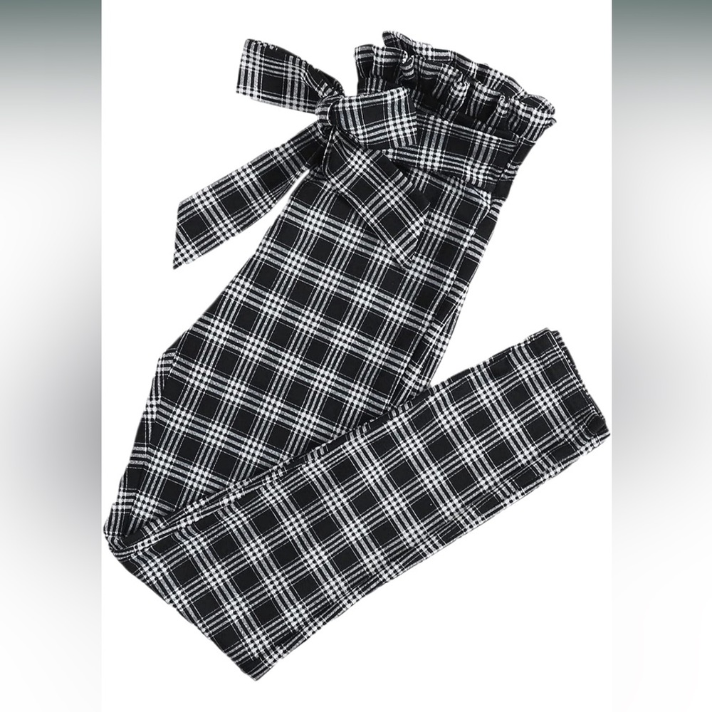 Stretchy plaid print pants